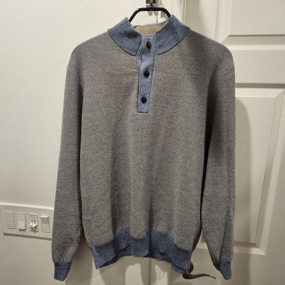Peter Millar XL Blue Timberline Quarter-Button Sweater
